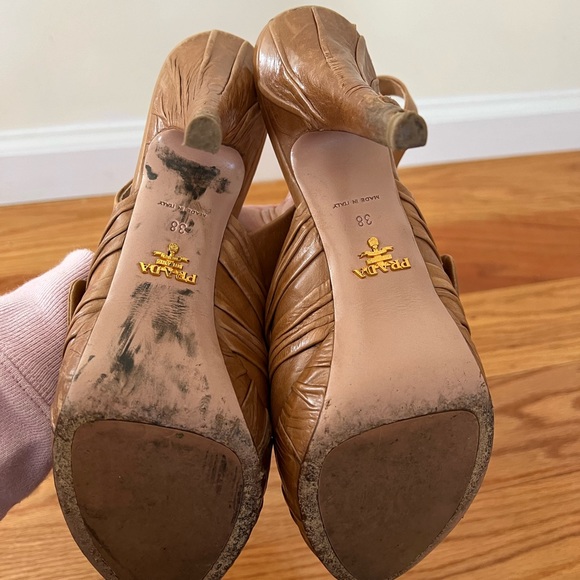 Prada Brown Leather Slingback Heels - Size 38 - Picture 5 of 6